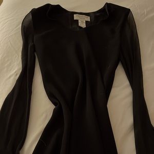 MESH SLEEVES BLACK LONG DRESS